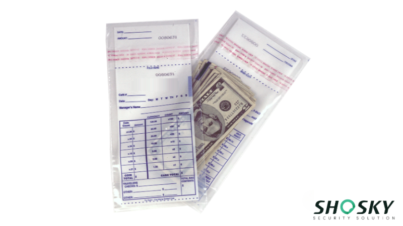Compact clear deposit bags for cash and coin drops