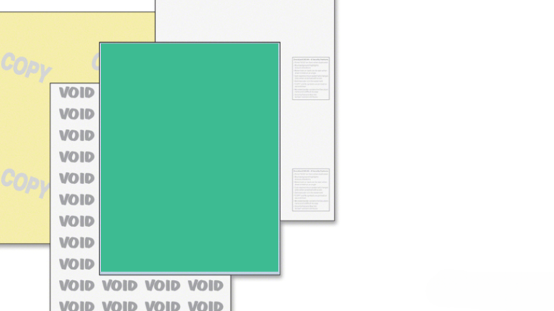 Different types of void security paper displaying "VOID" and "COPY" patterns