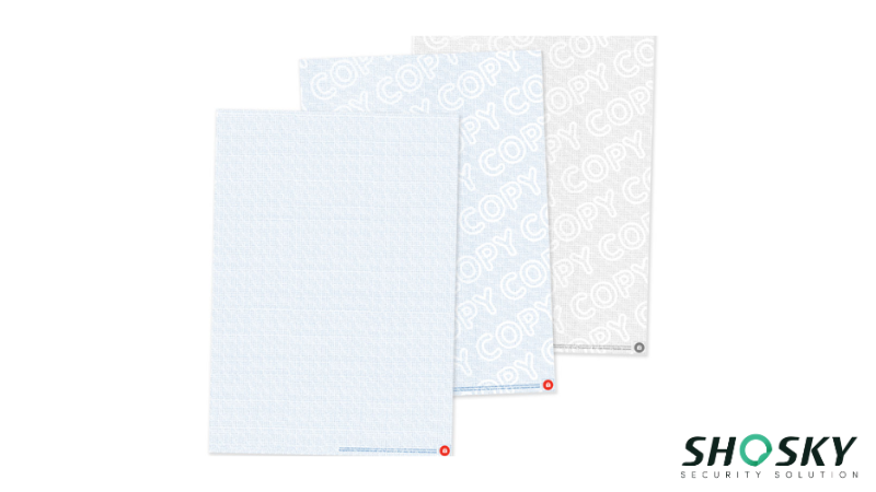 White security paper sheets, each with a distinct "COPY" pattern visible