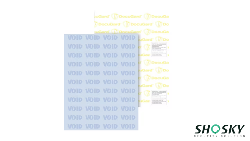 Void security paper with repeating "VOID" pattern, indicating laser printing compatibility