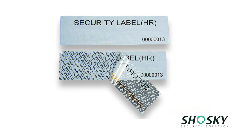Security label revealing hidden "VOID" text, confirming unauthorized access or removal