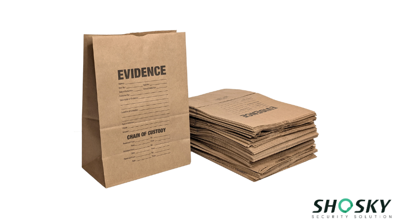 several paper evidence bags made by heavy-duty kraft paper