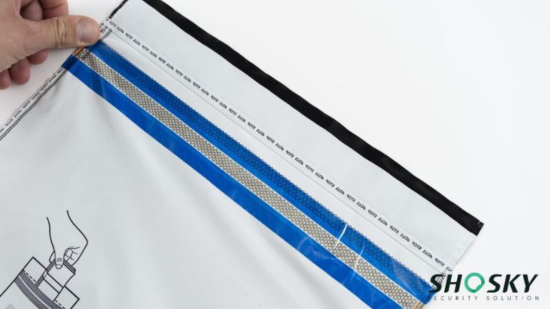 Confidential file seal activated by pressing strip on evidence bag