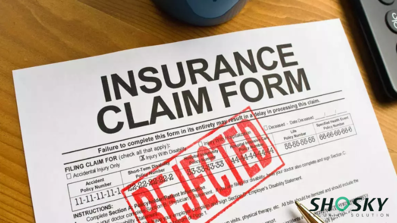 Rejected claim form suggests missing or compromised evidence during submission