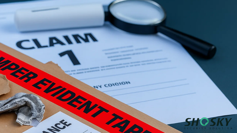 Tamper-evident tape secures claim envelope for verified insurance documentation