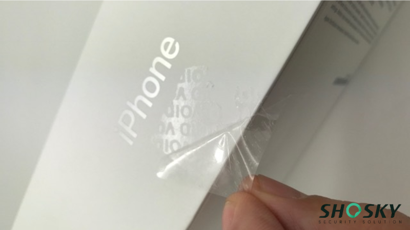 void security label using on an iphone product box packaging