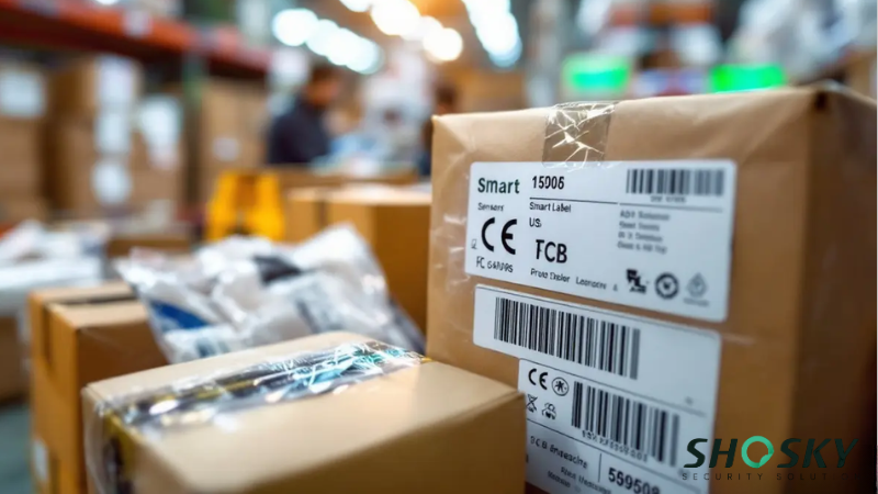 SmartLabel box with compliance symbols supports ERP-based product tracking