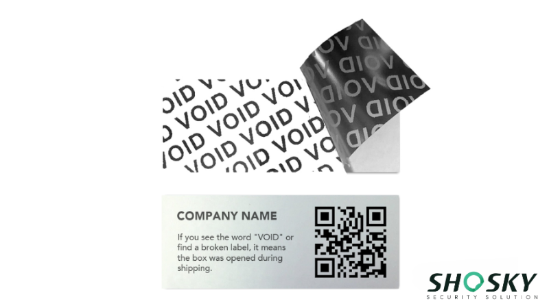QR-enabled label reveals “VOID” text, confirming package tampering during shipping