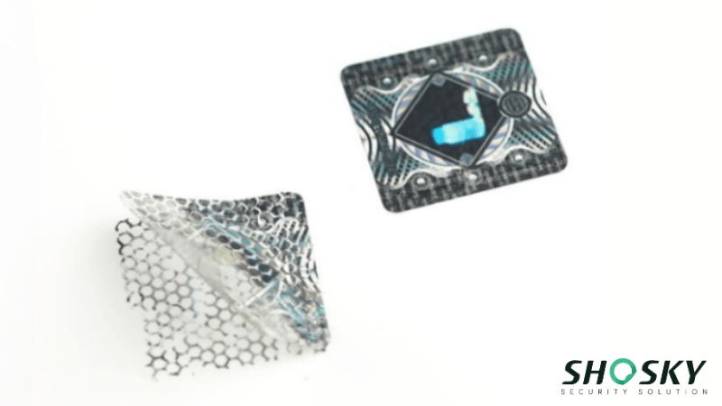 Honeycomb pattern reveals tampering on label exposed to environmental stress
