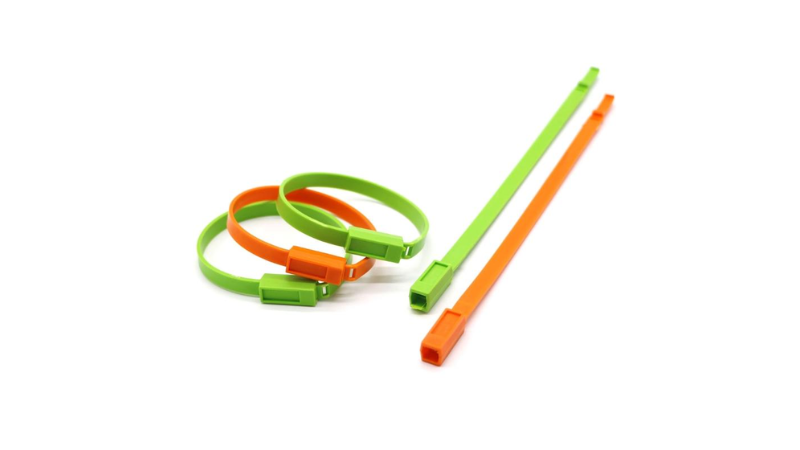 some green and orange tamper tags
