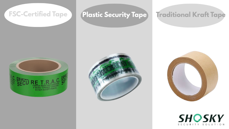 FSC-certified security tape vs. plastic security tape vs. traditional kraft tape