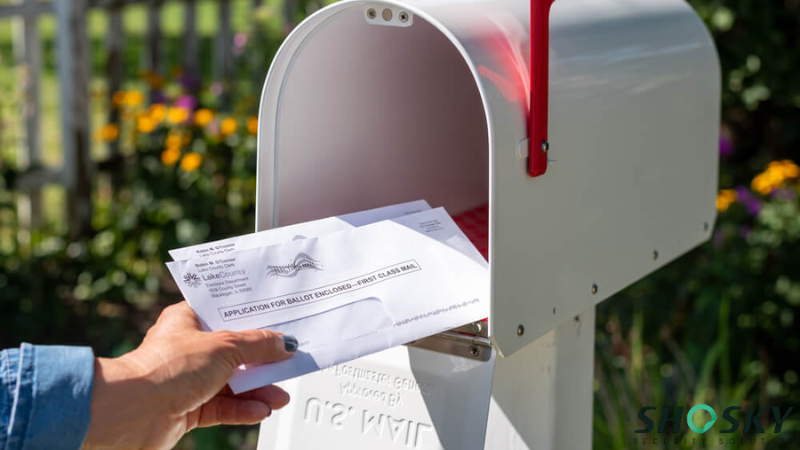 Security envelope marked “Ballot Application” placed in outgoing mail slot