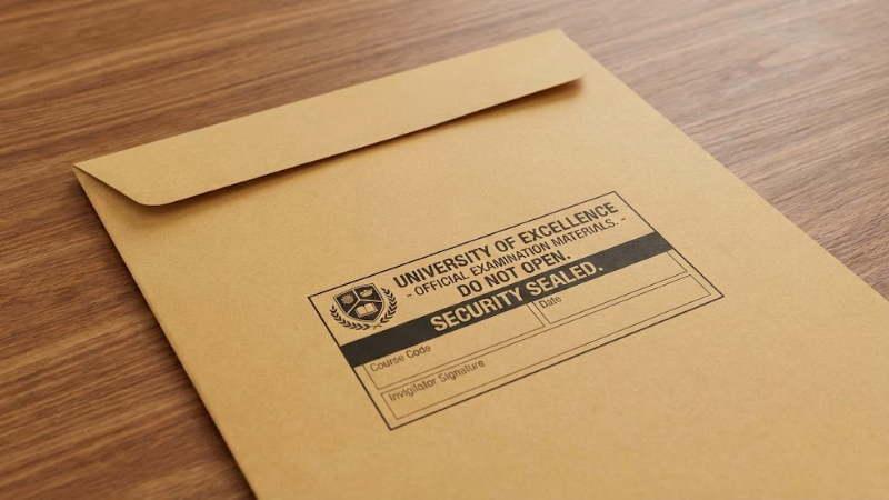 a university security exam envelope