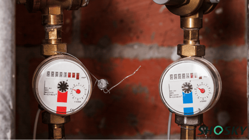 Industrial water meter seal with security wire and lead anchor for tamper-evident protection