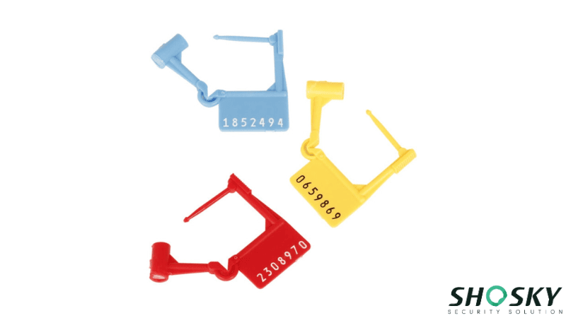 Shosky tamper-evident plastic security seals with barcodes for logistics tracking