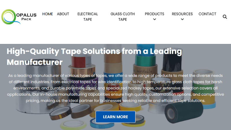 the home page of Opalus Adhesive Product
