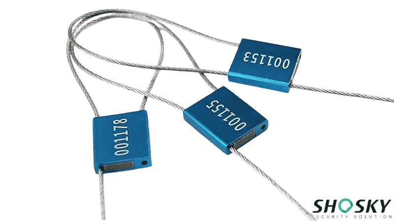 Gas meter seals in blue color