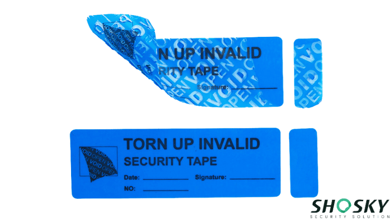 Blue VOID security tape invalid upon removal
