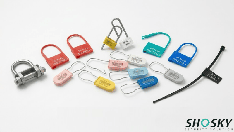 Various types of padlock security seals