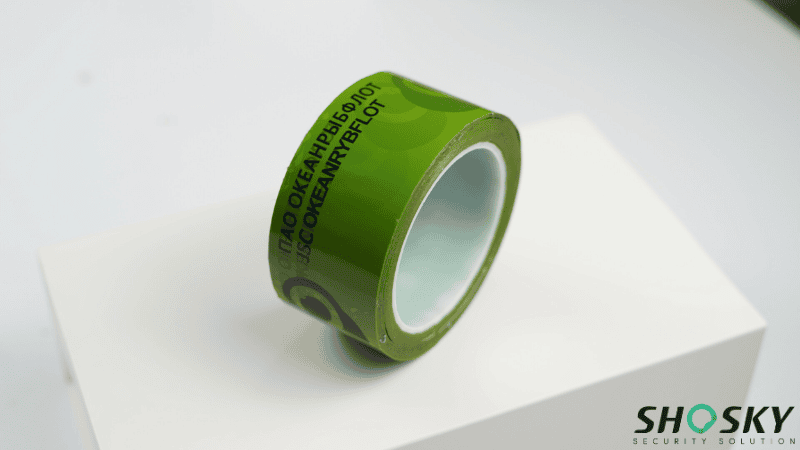 Custom branded green security tape for cold weather