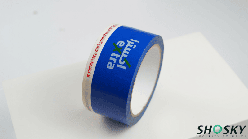 Custom branded blue security tape for hot weather