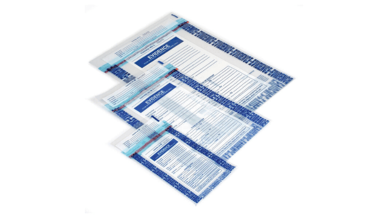 several evidence bags in different sizes