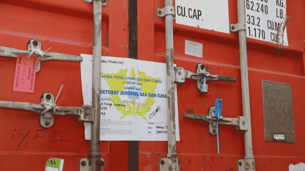 different security seals using on a shipping cargo