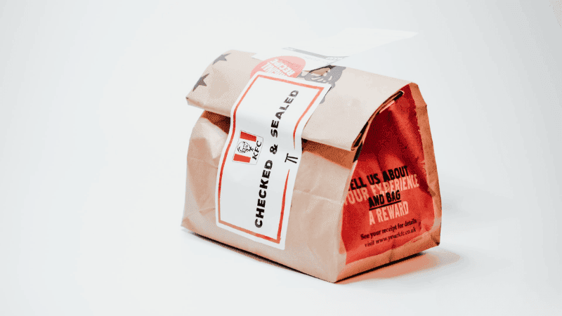 kfc take out food sealed by security sticker