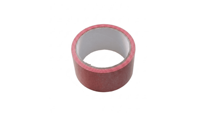 A roll of red paper tamper-evident security tape, used for sealing packages and ensuring food delivery security.