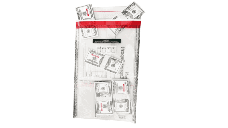 a deposit bag with cash