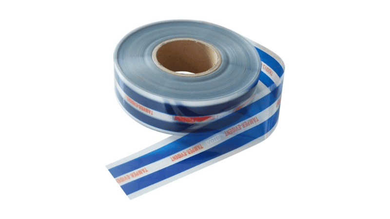 a roll of blue security bag sealing tape