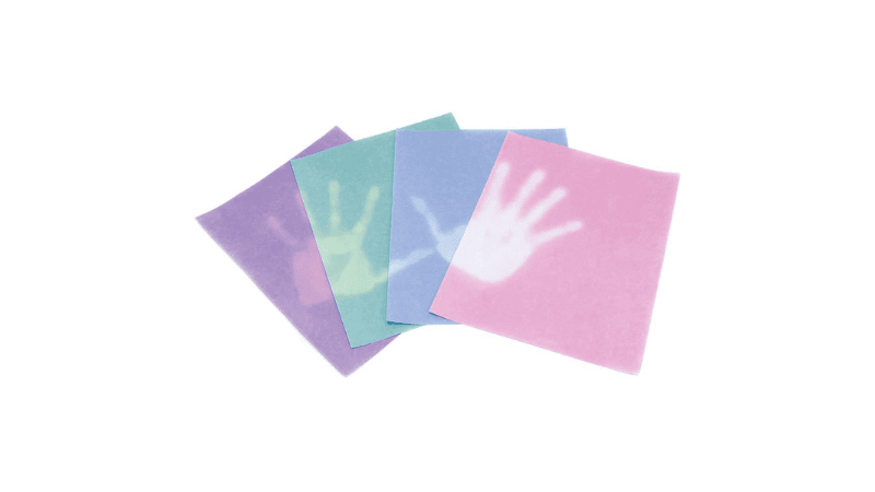 Multi-colored heat-sensitive thermochromic security sheets displaying thermal handprint impressions