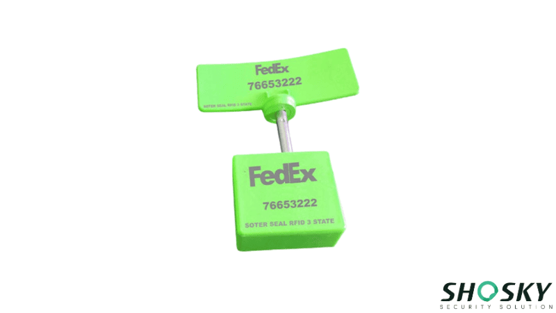a green RFID seal for FedEx made by shosky