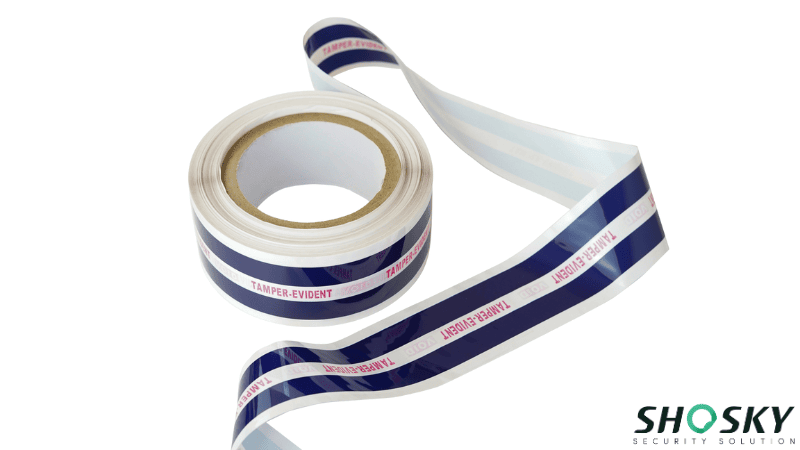 blue printed security bag tape with acrylic adhesive